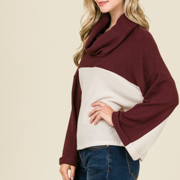 Lumiere 2 Tone Waffle Knit Sweater - Black - Picture 4 of 6